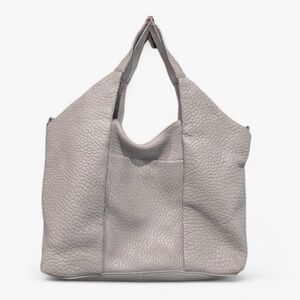 Vince Camuto Pale Mist Gray Convertible Lamb Leather Pleated Step Tote. Like new
